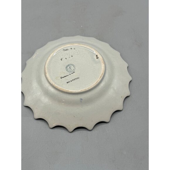 Vtg Portuguese Ceramic Plate bowl Floral Design & Scalloped Edges Hand-Painted - Picture 5 of 10